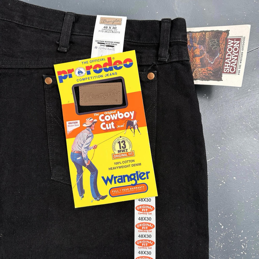 VTG Wrangler Jeans Mens 46x30 Black Original Cowboy Cut 13MWZ Shadow Canyon NWT - Picture 2 of 8